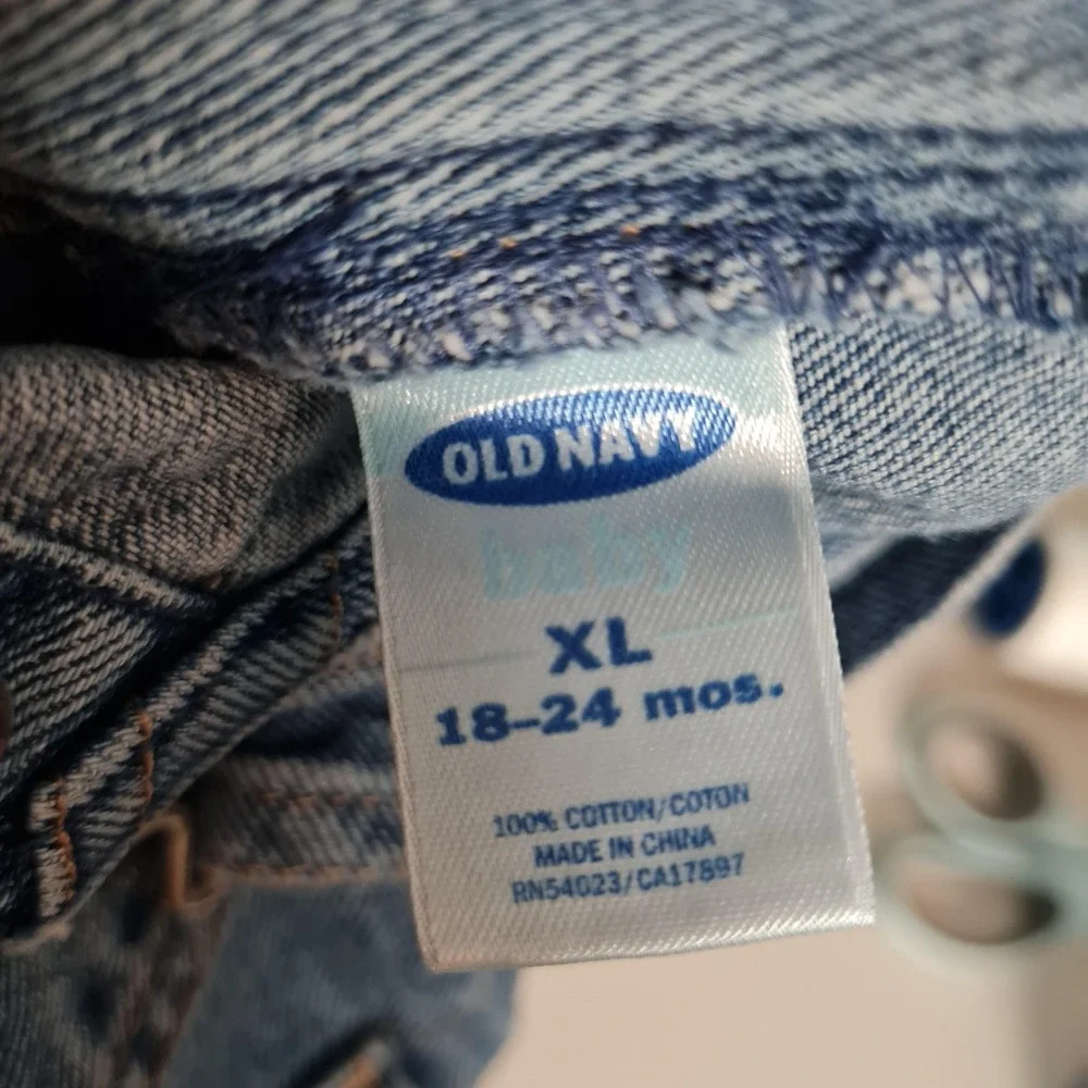 Vintage Old Navy Overalls Baby Boys 18-24M Blue Denim Bib Carpenter Snap Leg